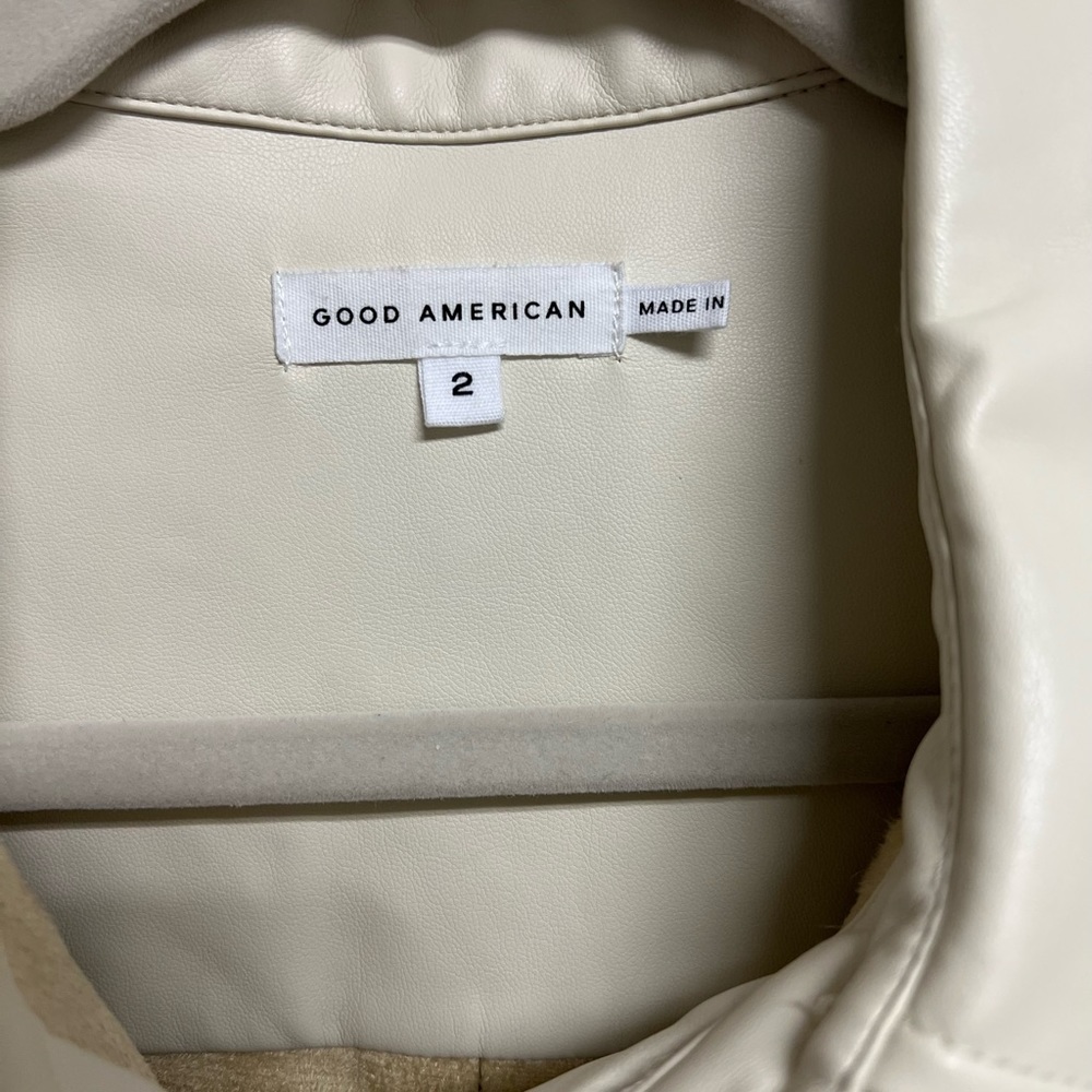 Good American Faux Leather Shacket /jacket top Fall classic suede like interior - Picture 3 of 11